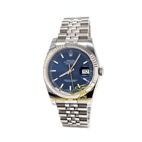 rolex date just acciaio oro quadrante blu 15001|rolex datejust 36 prezzo.